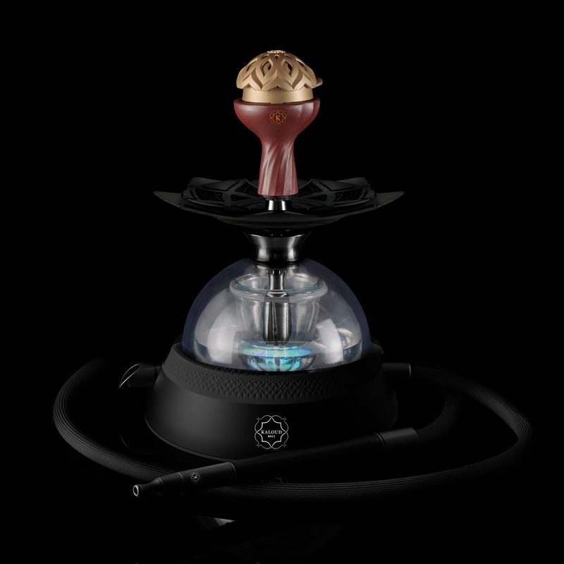 Kaloud Krysalis Eltheria hookah system with a gold Lotus heat management device